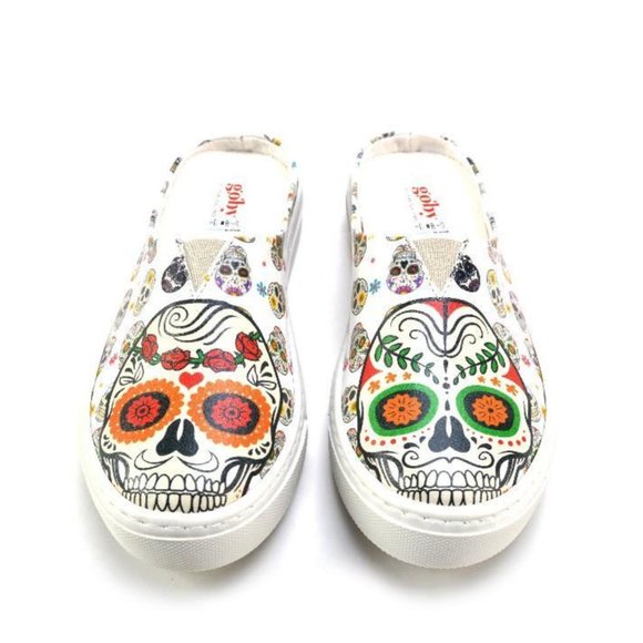 Goby Shoes - Goby Shoes - Day of the Dead Slippers - Calavera